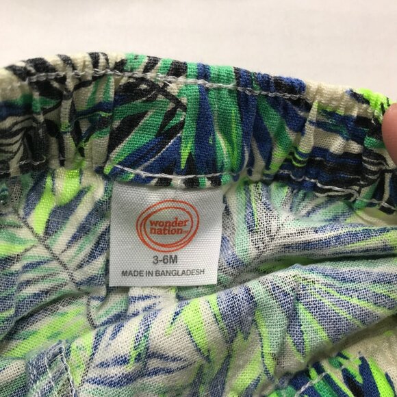 Wonder Nation Boy's 2 Piece Shirt and Short Set 3-6 Month Green New With Tags - Picture 5 of 16